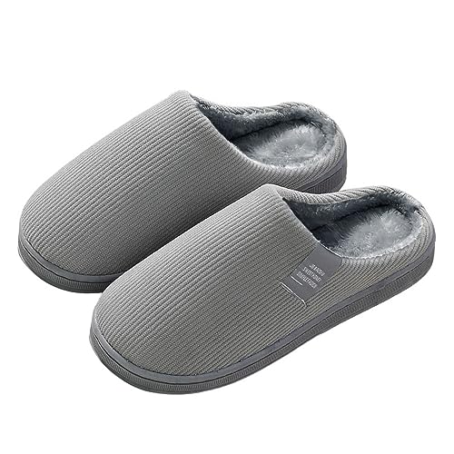 Solutra Hausschuhe Damen Plüsch hausschlappen, Warme Pantoffeln Damen Herren Slippers, Unisex Weiche hauslatschen für Herbst und Winter (44/45EU,Grau) von Solutra