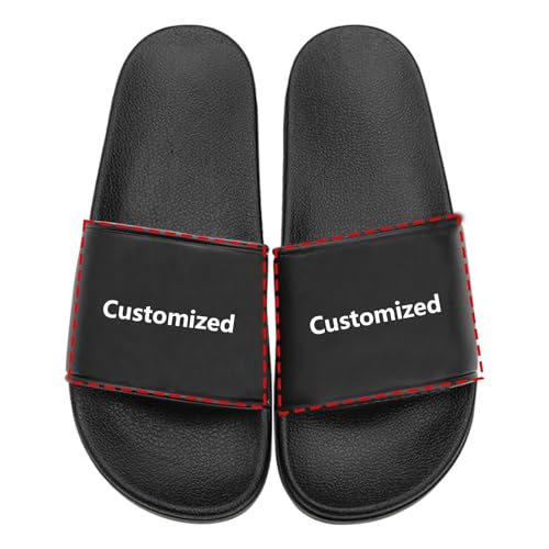 Solutra Personalisierte Hausschuhe Herren Damen Badelatschen Rutschfeste Badeschlappen, Geschenke mit individuell gestalteten Fotos oder Texten für Freunde und Familie,Schwarz von Solutra