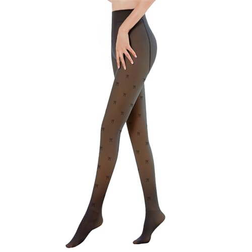 Solutra Thermostrumpfhose Thermo Leggings Damen, Strumpfhosen Damen Winter Gefütterte Strumpfhose, Falsche Transparente Thermo Strumpfhose Damen Muster von Solutra