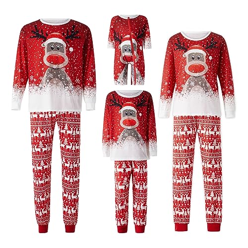 Solutra Weihnachtspyjama Familie Set Rentier,Weihnachts Pyjama Familie Set Weihnachts Schlafanzug, Weihnachten Nachtwäsche Partner für Damen Herren Kinder(Herren,L) von Solutra