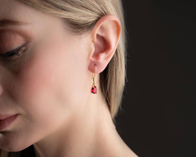 Tropfen Ohrringe Silber Hängend Mit Stein Tropfen Ohrstecker Sterling Schmuck Geburtsstein Valentinstag von SolvJewels