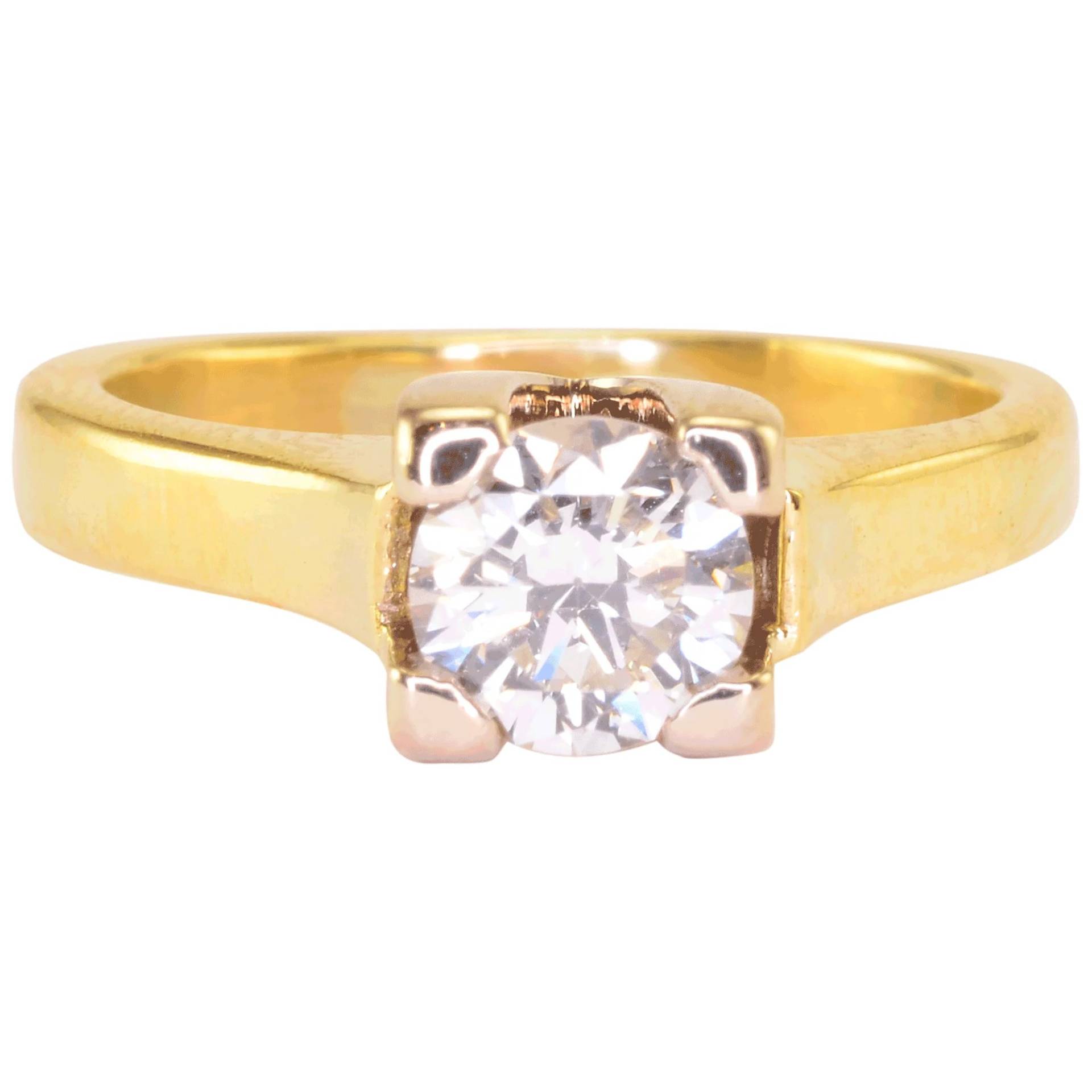 0.57 Karat Diamant Solitär 18K Goldring von SolvangAntiques