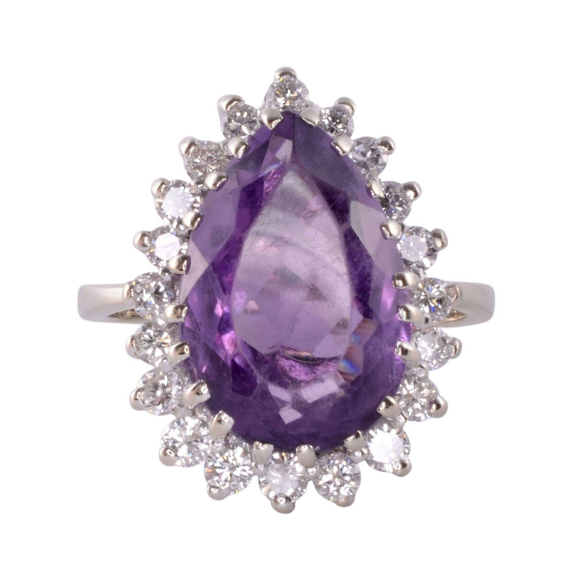 Birne Amethyst Weißgold Ring von SolvangAntiques