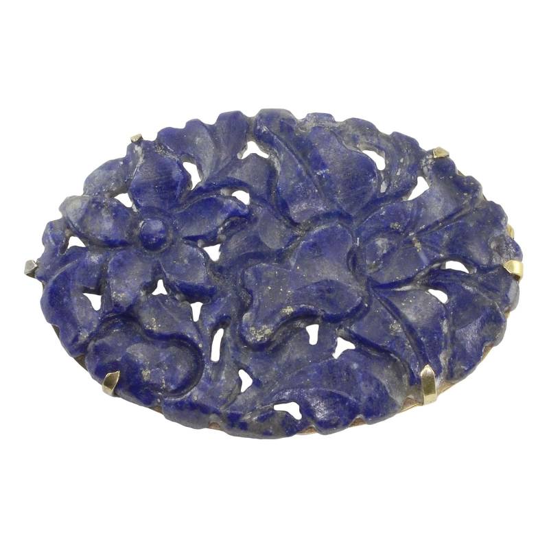 Florale Geschnitzte Lapis Brosche - Vintage Florale Geschnitzte Lapis Brosche - Vintage von SolvangAntiques