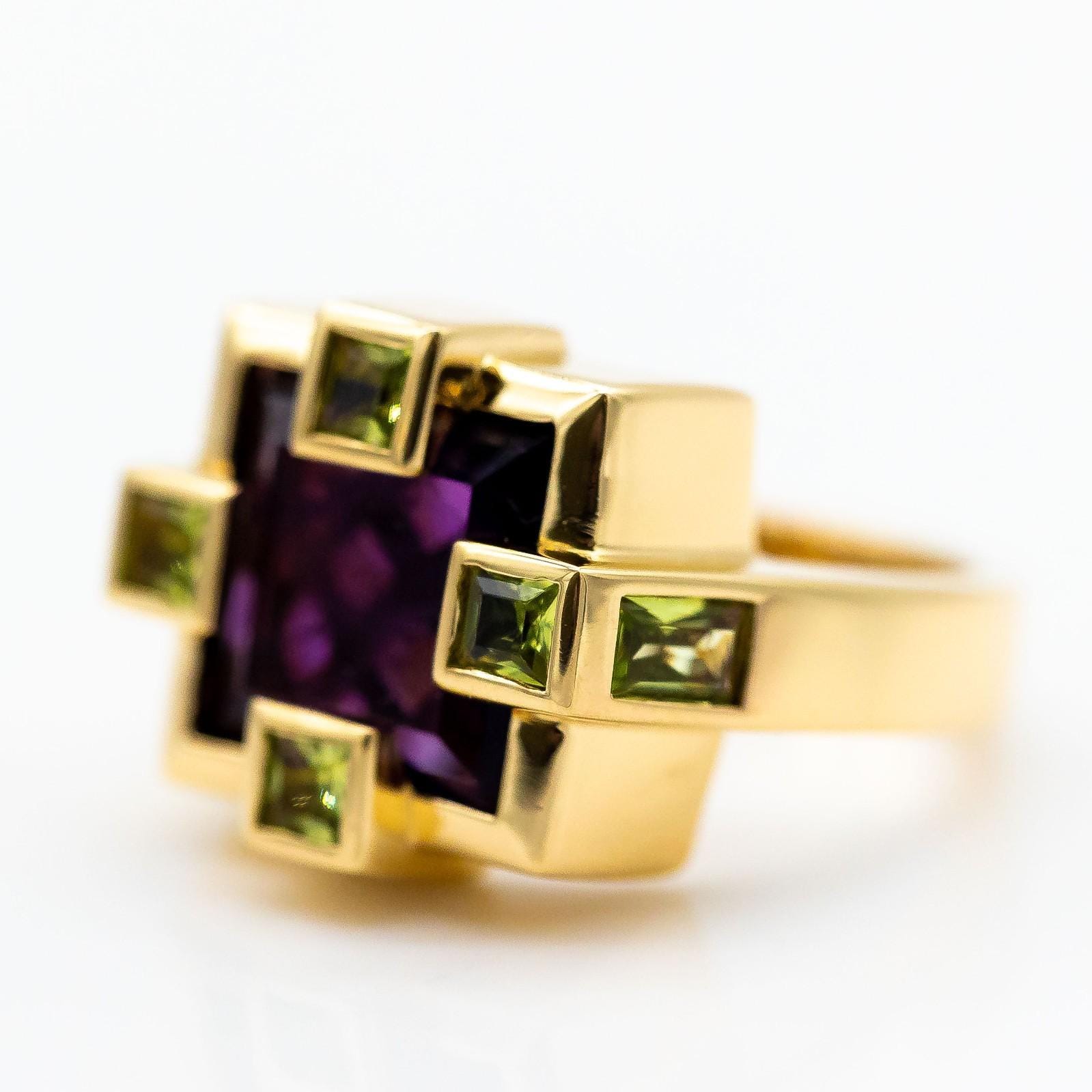 Jette Joop Ring 750/18K Gelbgold Amethyst Peridot Gr. 56 von SolveigsStudio