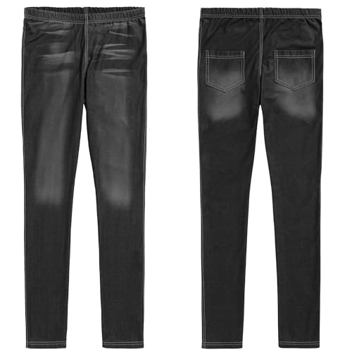 Solvera_Ltd Jeans-Optik Leggings - Mädchen Jeggings in Extra Lang - Treggings für Teenager Mädchen - Ideal als Hose für Mädchen Skinny Fit Hosen Optik Jeans Stretch Jeansoptik von Solvera_Ltd