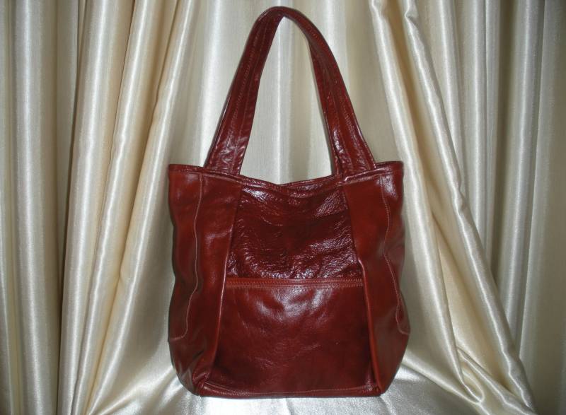 Große Schulter Leder Handtasche, Rotwein Tote Große Schulter Leder Handtasche, Rotwein Tote von SolyHandmades
