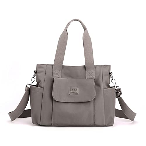 Damen Canvas Tote Bag Crossbody Satchel Bag Nylon Geldbörse Schultertasche Hobo-Tasche Niedlich Große Größe Casual Clutch, Style2 hellgrau von Solyinne