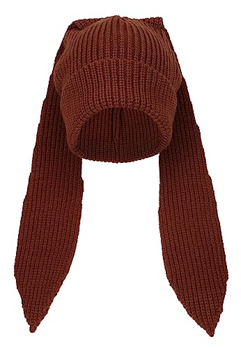 Knit Beanie Hüte Niedliche Häschen Lange Ohren Lustige Mütze Flauschige Winter Cap Warme Strick Kaninchen Häkeln Schädel Kappe Outdoor Slouchy Hut, Massives Karamell, Einheitsgröße von Solyinne