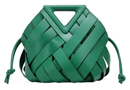 Trendige gewebte Clutch-Geldbörse für Damen, Designer-Handtasche mit Tragegriff und Tasche, kleine Umhängetasche, elegante Handtasche, Grün , Einheitsgröße von Solyinne