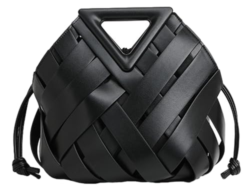 Trendige gewebte Clutch-Geldbörse für Damen, Designer-Handtasche mit Tragegriff und Tasche, kleine Umhängetasche, elegante Handtasche, Schwarz, Einheitsgröße von Solyinne