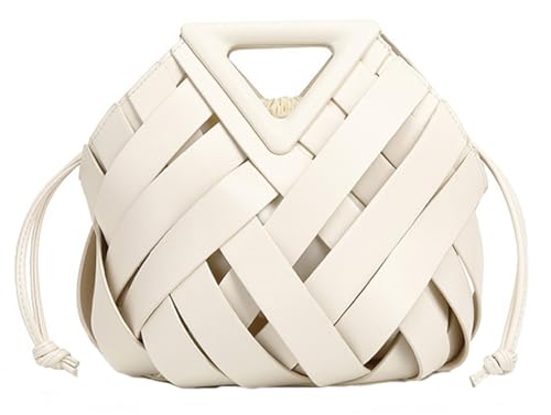 Trendige gewebte Clutch-Geldbörse für Damen, Designer-Handtasche mit Tragegriff und Tasche, kleine Umhängetasche, elegante Handtasche, Weiss/opulenter Garten, Einheitsgröße von Solyinne