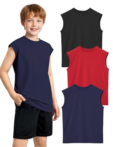 Somaibo Sportliche Tanktops für Jungen, atmungsaktives Netz-Unterhemd, schnelltrocknend, ärmellos, Muskel-T-Shirts für Kinder, 3 Stück, Marineblau, Schwarz, Rot, 11-12 Jahre Somaibo Sportliche Tanktops für Jungen, atmungsaktives Netz-Unterhemd, schnelltrocknend, ärmellos, Muskel-T-Shirts für Kinder, 3 Stück, Marineblau, Schwarz, Rot, 11-12 Jahre von Somaibo