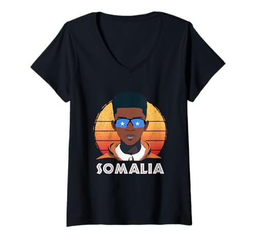 Damen Somalia, Somali Flagge, Somalia Boy, African Boy, Somali Teen T-Shirt mit V-Ausschnitt von Somalia Flag Gifts for Somali Teens & Boys