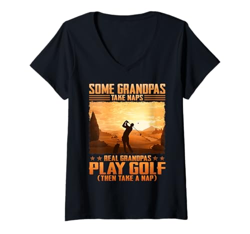 Damen Manche Opas Echte Opas Spielen Golf T-Shirt mit V-Ausschnitt Damen Manche Opas Echte Opas Spielen Golf T-Shirt mit V-Ausschnitt von Some Grandpas Real Grandpas Play Golf