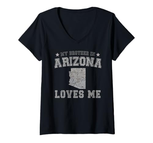 Damen Mein Bruder in Arizona liebt Mich America Vintage State T-Shirt mit V-Ausschnitt von Someone Loves Me In US State Of Arizona