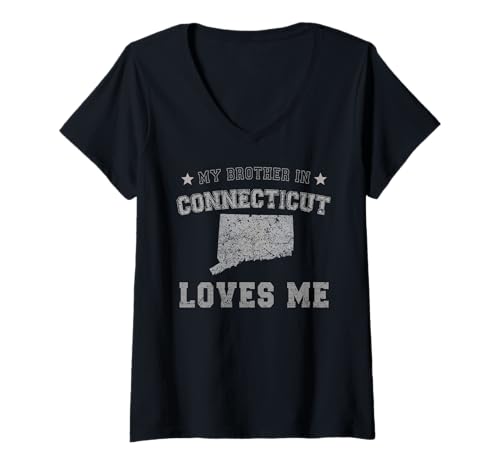 Damen Mein Bruder in Connecticut liebt Mich America Vintage State T-Shirt mit V-Ausschnitt Damen Mein Bruder in Connecticut liebt Mich America Vintage State T-Shirt mit V-Ausschnitt von Someone Loves Me In US State Of Connecticut