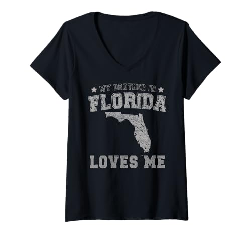 Damen Mein Bruder in Florida liebt Mich America Vintage State T-Shirt mit V-Ausschnitt Damen Mein Bruder in Florida liebt Mich America Vintage State T-Shirt mit V-Ausschnitt von Someone Loves Me In US State Of Florida