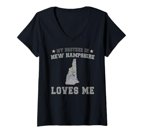 Damen Mein Bruder in New Hampshire liebt Mich America Vintage State T-Shirt mit V-Ausschnitt von Someone Loves Me In US State Of New Hampshire