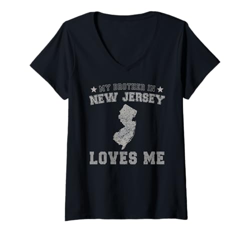 Damen Mein Bruder in New Jersey liebt Mich America Vintage State T-Shirt mit V-Ausschnitt Damen Mein Bruder in New Jersey liebt Mich America Vintage State T-Shirt mit V-Ausschnitt von Someone Loves Me In US State Of New Jersey