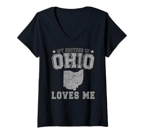 Damen Mein Bruder in Ohio liebt Mich America Vintage State T-Shirt mit V-Ausschnitt Damen Mein Bruder in Ohio liebt Mich America Vintage State T-Shirt mit V-Ausschnitt von Someone Loves Me In US State Of Ohio