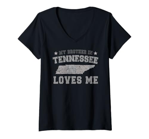 Damen Mein Bruder in Tennessee liebt Mich America Vintage State T-Shirt mit V-Ausschnitt Damen Mein Bruder in Tennessee liebt Mich America Vintage State T-Shirt mit V-Ausschnitt von Someone Loves Me In US State Of Tennessee