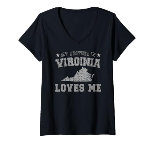 Damen Mein Bruder in Virginia liebt Mich America Vintage State T-Shirt mit V-Ausschnitt Damen Mein Bruder in Virginia liebt Mich America Vintage State T-Shirt mit V-Ausschnitt von Someone Loves Me In US State Of Virginia