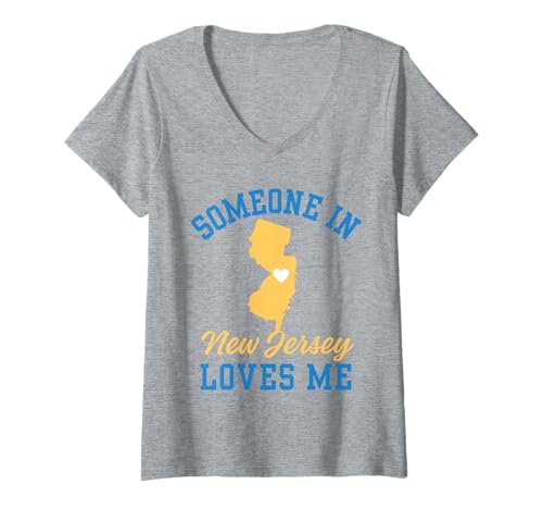Damen Jemand in New Jersey liebt mich, New Jersey Zuneigung von Af T-Shirt mit V-Ausschnitt von Someone in New Jersey Loves me Apparel