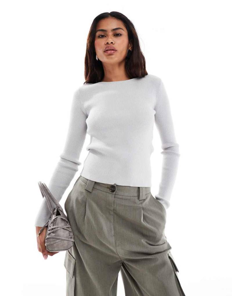 Something New - Corpcore - Geripptes Oberteil in Grau mit offener Schnürung von Something New