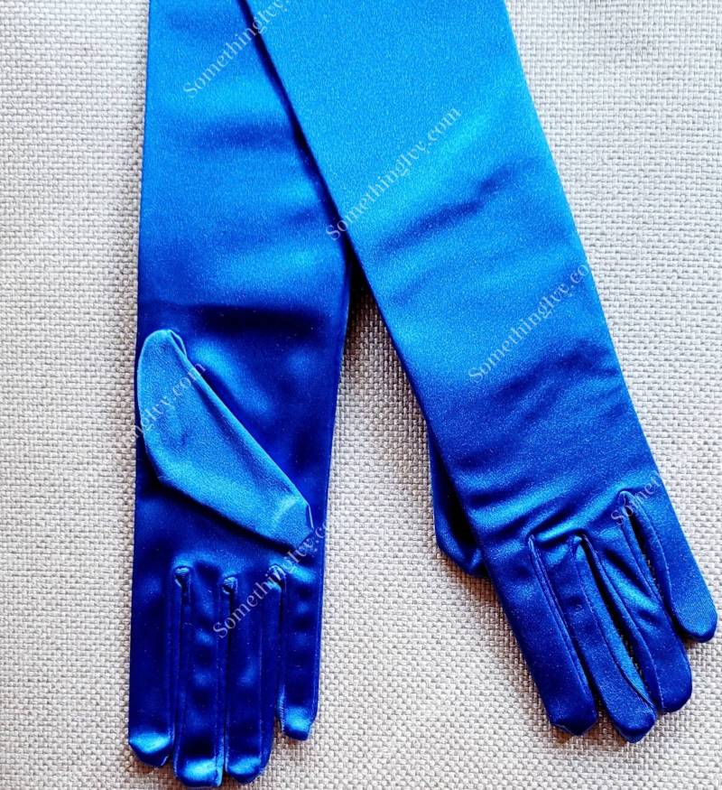 15 "Königsblaue Satinhandschuhe - Saphierblaue Formelle Handschuhe Blaue Kostümhandschuhe Tänzerin Quittenhandschuhe von SomethingIvy