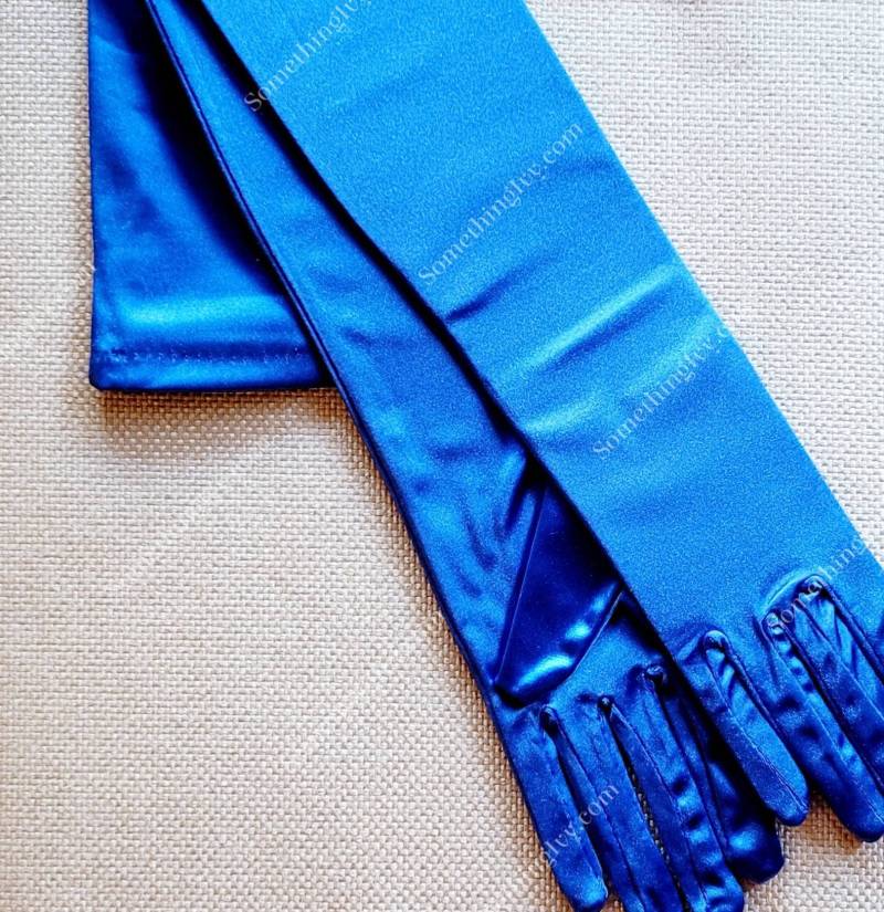 23 "Königsblaue Opernhandschuhe - Saphirblaue Formelle Handschuhe Blaue Kostümhandschuhe Tänzerin Satinhandschuhe Quittenhandschuhe von SomethingIvy