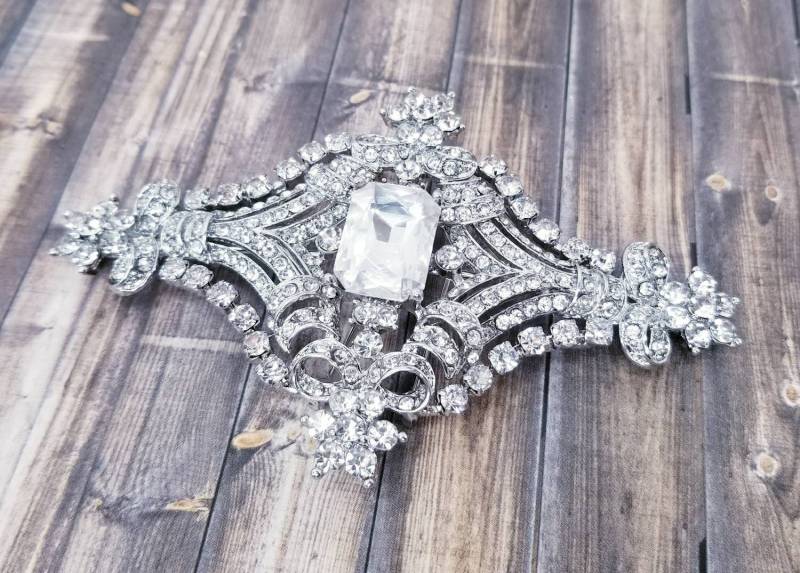 4.10 "- Kristall Silber Brosche - Strass- Gürtel Broschen Kleid Perlen Strass Schnalle von SomethingIvy