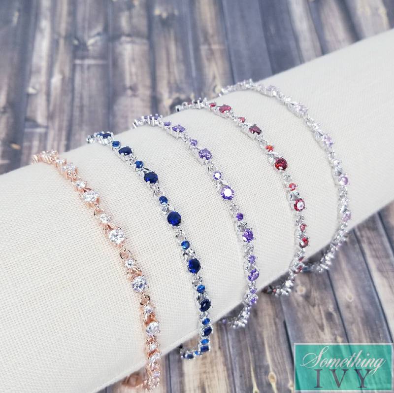 Wählen Sie Farbe - Kristall Armbänder Roségold Armband Saphir Blau Silber Amethyst von SomethingIvy