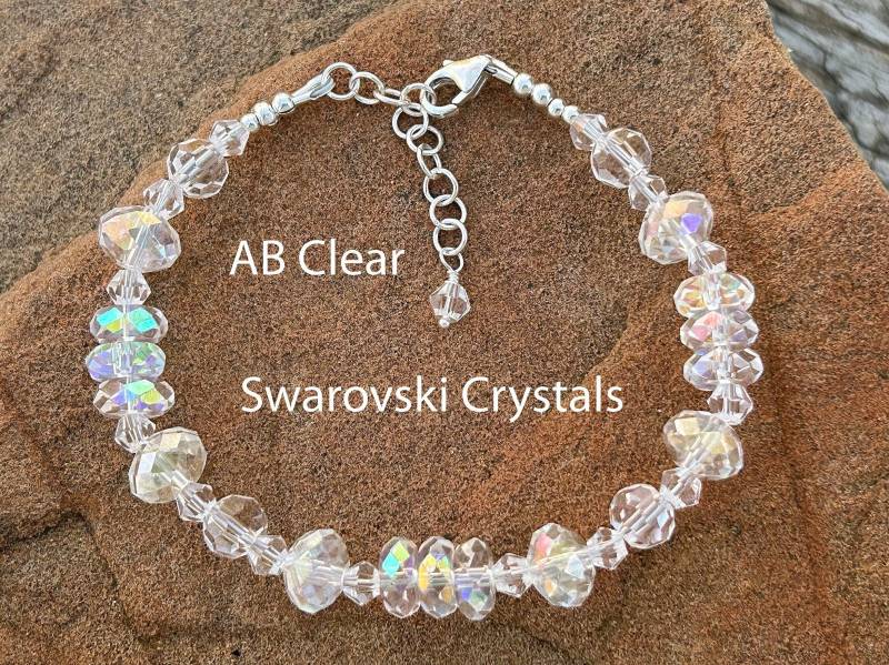 Ab Swarovski Armband/Clear Multi Sparkle Sterling Silber Gelb Oder Roségold Filled Kristallperlen 8 X 6 Mm, 8X3.5 4 Mm von SomethingShiny101