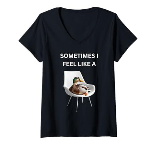 Damen Manchmal fühle ich Mich wie eine leichte Beute, Humor für Tierliebhaber T-Shirt mit V-Ausschnitt von Sometimes I Feel Like A Sitting Duck Pun Humor