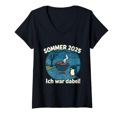 Damen Grillen Sommer Mode 2025 Männer witzige Coole Sprüche Damen T-Shirt mit V-Ausschnitt von Sommer Mode 2025 Party Trend Malle Mallorca Print