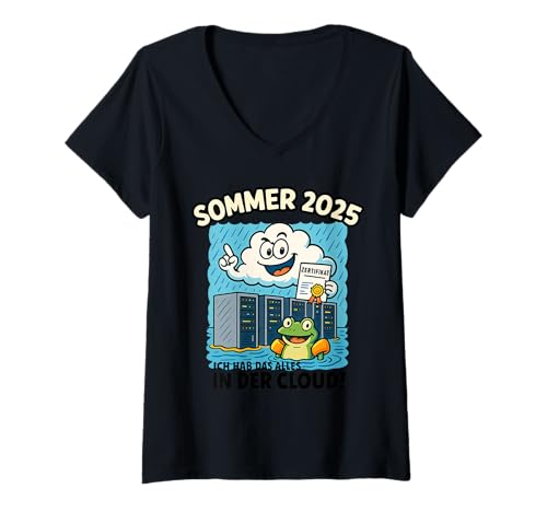 Damen Sommer witzige Coole Sprüche für Herren Informatik lustig T-Shirt mit V-Ausschnitt von Sommer Mode 2025 Party Trend Malle Mallorca Print