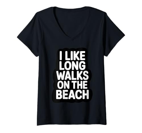 Damen I Like Long Walks On The Beach Sommer -Tourist ||- T-Shirt mit V-Ausschnitt Damen I Like Long Walks On The Beach Sommer -Tourist ||- T-Shirt mit V-Ausschnitt von Sommer -Touristen -Routineurlaub