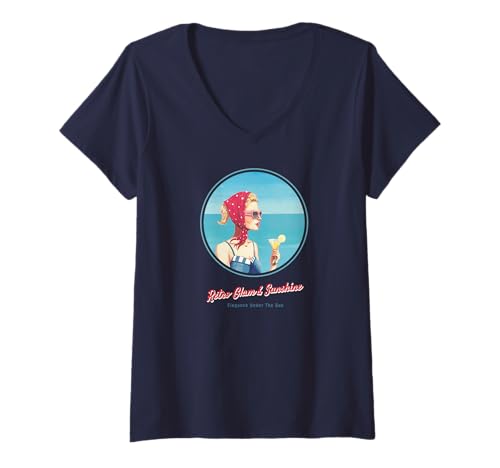 Damen Retro-Strand-Girl – Sommer im Mid-Century-Stil T-Shirt mit V-Ausschnitt Damen Retro-Strand-Girl – Sommer im Mid-Century-Stil T-Shirt mit V-Ausschnitt von Sommer-Vibes: Mid-Century Muse – 50er/60er Edition