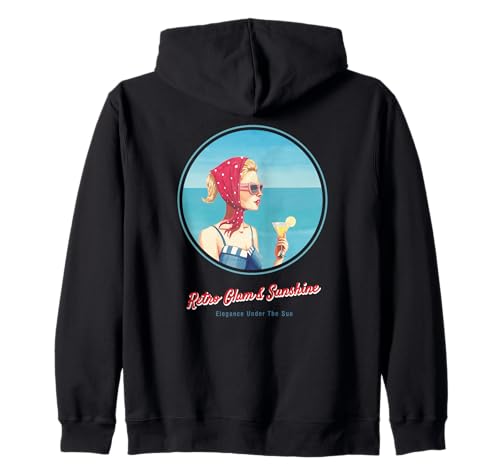 Retro-Strand-Girl – Sommer im Mid-Century-Stil Kapuzenjacke von Sommer-Vibes: Mid-Century Muse – 50er/60er Edition