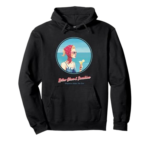 Retro-Strand-Girl – Sommer im Mid-Century-Stil Pullover Hoodie Retro-Strand-Girl – Sommer im Mid-Century-Stil Pullover Hoodie von Sommer-Vibes: Mid-Century Muse – 50er/60er Edition