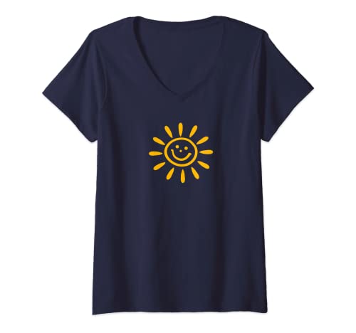 Damen Sommer Sonne Sonnenschein Smile Lachen Lustig Spaß Freude T-Shirt mit V-Ausschnitt Damen Sommer Sonne Sonnenschein Smile Lachen Lustig Spaß Freude T-Shirt mit V-Ausschnitt von Sommer & Sonne by Anne Mathiasz