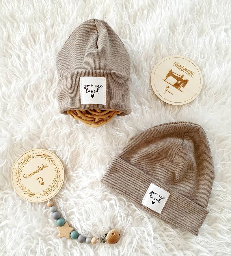 Babymütze, Hipster Beanie "You Are Loved" von Sommerliebe75