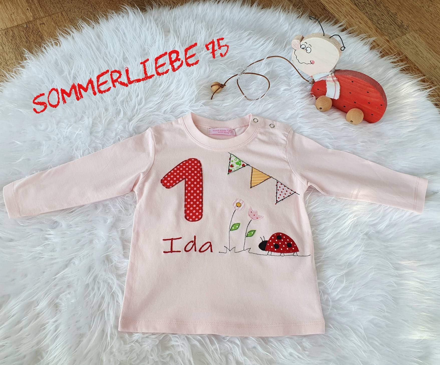 Geburtstagsshirt Mit Name Und Marienkäfer von Sommerliebe75