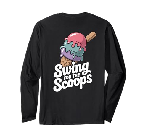 Swing for The Scoops Ice Cream Niedliche Kinder Baseball Langarmshirt von Sommerspaß Eiscreme-liebhaber Foodie