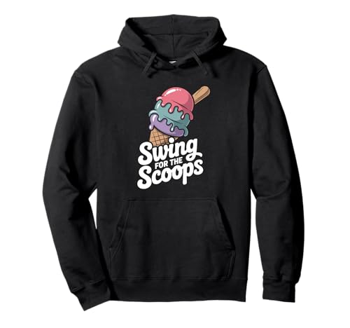 Swing for The Scoops Ice Cream Niedliche Kinder Baseball Pullover Hoodie von Sommerspaß Eiscreme-liebhaber Foodie