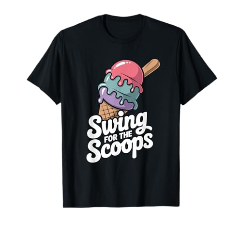 Swing for The Scoops Ice Cream Niedliche Kinder Baseball T-Shirt Swing for The Scoops Ice Cream Niedliche Kinder Baseball T-Shirt von Sommerspaß Eiscreme-liebhaber Foodie