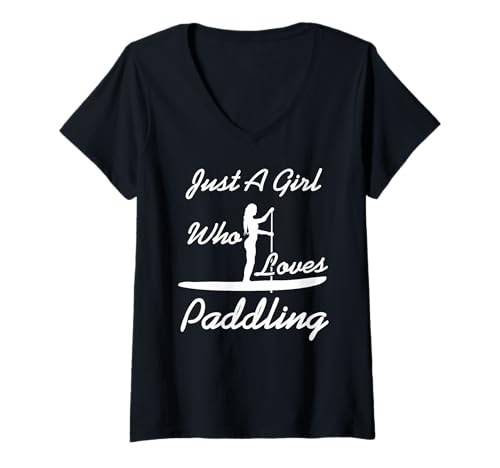 Damen Selbstbewusste Frau Paddleboard Humor Strandtage T-Shirt mit V-Ausschnitt Damen Selbstbewusste Frau Paddleboard Humor Strandtage T-Shirt mit V-Ausschnitt von Sommerstil Paddleboard Fans Damen