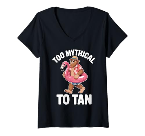 Damen Zu Mystisch Zum Bräunen Lustiger Urlaub T-Shirt mit V-Ausschnitt Damen Zu Mystisch Zum Bräunen Lustiger Urlaub T-Shirt mit V-Ausschnitt von Sommerurlaub Tropische Strand Abenteuer