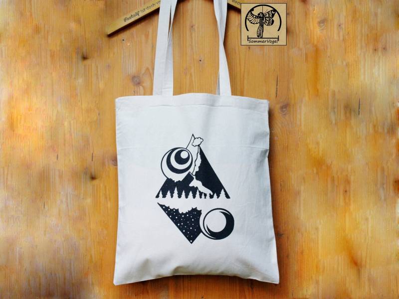 Bergecho - Siebdruck-Beutel Für Naturfreunde & Stadtnomadinnen von Sommervogelsiebdruck